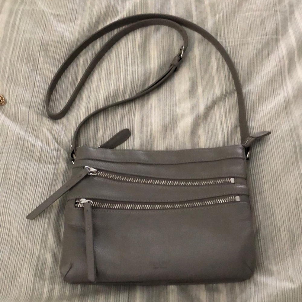 Perlina genuine leather gray cross body bag